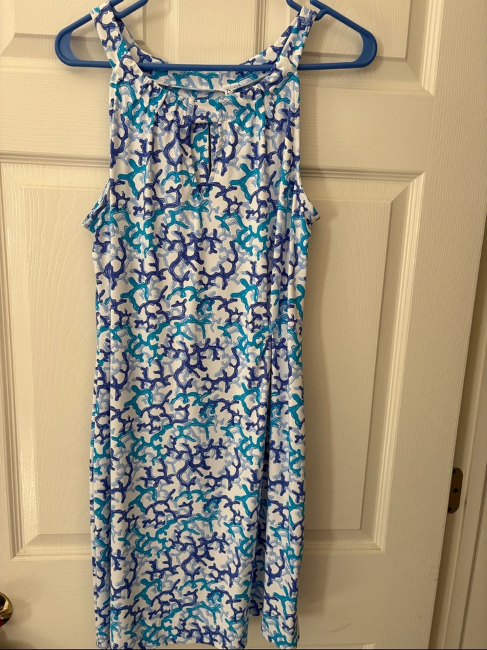 Lulu-B  sleeveless Dress with Blue & Teal Coral Print. Never worn